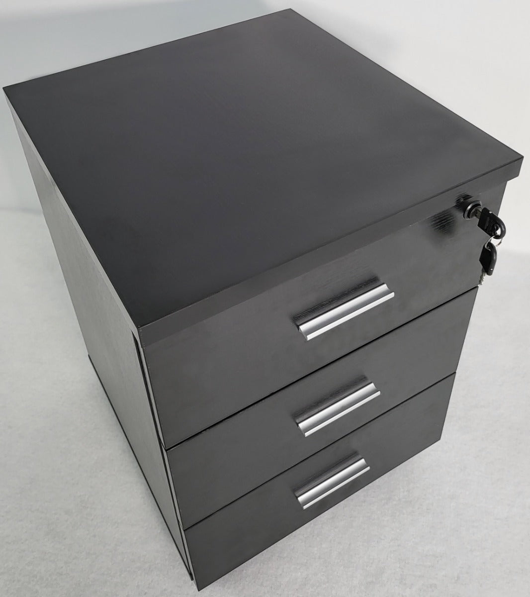 Modern Black Ash Executive Office Desk with Leather Panelling with Mobile Pedestal and Desk Level Return - KW-8690-2000mm